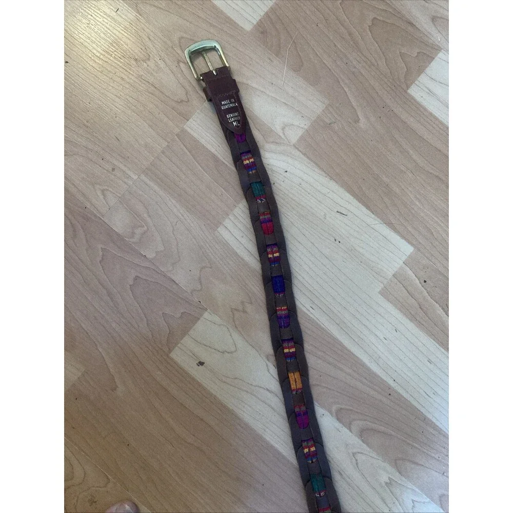 Genuine Leather Belt Western Colorful Made In Guatemala  M/L 38”